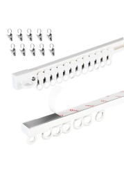 ZSLHXFZHJ Adhesive Curtain Track, Self Adhesive Ceiling or Wall Curtain Rail Set (80 Inch)-No Drill, Screws, or Tools Curtain Hangers, No Damage Curtain Rod