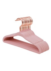 ManGotree Baby Velvet Hangers with 360&deg; Swivel Rose Gold Hook, 10.95&quot; Non-Slip Toddler Hangers, Ultra Thin Space Saving Infant Hangers for Kids Clothes, 15 Pack (Light Pink)