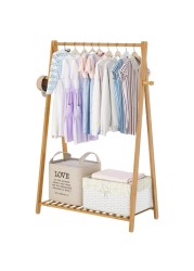 COOGOU Small Clothes Hanging Racks,Bamboo Wood Kids Clothing Garment Racks for Cloths,Free Standing Dress Costume Rack for Bedroom,Living Room, Commercial,Small Space