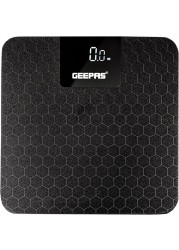 Geepas Digital Body Scale GBS46524UK, Maximum Weight Of 180kg, Anti Slip Glass Platform, Black