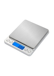 Kitchen Scales Digital, Stainless Steel Panel 0.01 G-1000g Mini Pocket Square Shape electronic balance