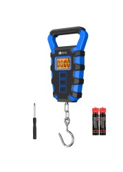 AMIR Luggage Scale with Hook, 110Lb/50kg Digital Fishing Scale, Portable Electric Hanging Scale Non-Slip Big Handle, 3 Modes-LB/OZ/KG, Backlit LCD Display