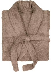 Lushh Shawl Bathrobe for Women and Men Terry Bathrobe - Spa Hotel Bath Robe -Highly Absorbent, Lightweight with Pockets &ndash; Unisex , Dark Beige (S/M)
