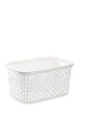 Plastic Forte Rattan Laundry Basket, 35L, White