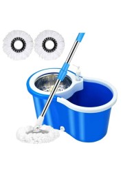 HYX Spin Mop And Bucket with Wringer Set, Floor Cleaning System, Easy Wring Foot Pedal, Stainless Steel Mop Handle