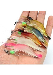 OriGlam 5pcs Soft Luminous Shrimp Lure Set 5 Colours Shrimp Bait Shrimp Lures Fishing Kit Fishing Bait with Hooks Beads Fishing Tackles for Freshwater Saltwater Bass Trout Catfish Salmon