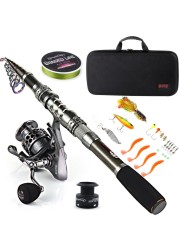 Sougayilang Fishing Rod Combos with Telescopic Fishing Pole Spinning Reels Fishing Carrier Bag for Travel Saltwater Freshwater Fishing-1.8M/5.91FT