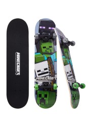 Minecraft 31 inch Skateboard 9ply Maple Deck Skate Board for Cruising Carving Tricks and Downhill