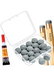 Billiard Pool Cue Tips Pool Stick Tips Replacement Repair Kit with Storage Box and Glue for Pool Table Cues Head and Snooker Stick SOLROS