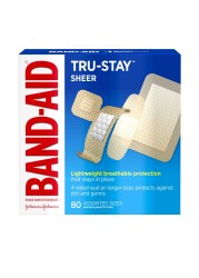 BandAid Brand TruStay Sheer Strips Adhesive Bandages for First Aid and Wound Care Assorted Sizes 80 ct