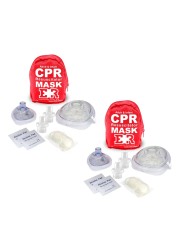 Ever Ready First Aid Adult and Infant CPR Mask Combo Kit with 2 Valves with Pair of Vinyl Gloves &amp; 2 Alcohol Prep Pads - Red (2)