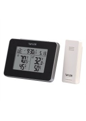 Taylor Wireless Digital Indoor Outdoor Thermometer and Hygrometer, Weather Station, Battery Powered, Alarm, Easy-to-Read Display for Home, Office, Greenhouse, Nursery, and Indoor Areas, Black