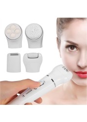 Generic Kemei 5 In 1 Beauty Tool Kit, Facial Cleansing Brush Body Epilator Lady Shaver Face Massager Foot Dead Skin Callus Remover