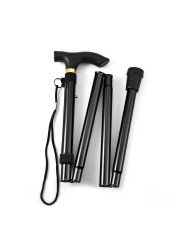 Tomshoo-Adjustable Aluminum Metal Walking Stick Folding Collapsible Travel Cane Black