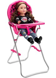 Hushlily Sturdy Doll Lightweight Highchair Fits 18&quot; Dolls, Pink &amp; Black Polka Dots