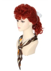 LeMarnia Women&#39;s Red Bun Wig 50&#39;s Housewife Wig for Cosplay Lucy Wig Halloween Costume Accessory Wig