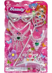 Party Time 6pcs Set of Princess Dress Up Accessories for Princess Costume Tiara Wand Necklace Gift Set Princess Accessories for Girls