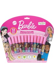 Townley Girl Barbie 12 Piece Plant Based Lip Gloss Girls Party Favors First Makeup Set for Girl Perfect for Parties Sleepovers and Birthday Gifts Ages 3