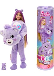 Barbie Cutie Reveal Doll &amp; Accessories, Care Bears Series with Share Bear Plush Costume &amp; 10 Surprises Including Color Change &amp; Mini Bear