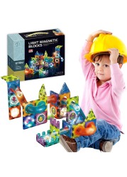 75 Pcs Glow Magnetic Tiles Set for Kids - STEM Learning Toy with Colorful Pipelines, Balls, and Stickers Creative Educational Building Blocks for Boys &amp; Girls