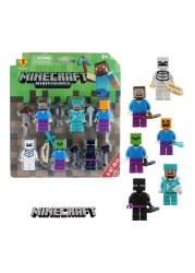 6 Pieces Minecraft Mini Action Figure Toys Set With Weapons