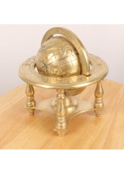 Sprintee Vintage Metallic World Globe, Black Gold with Gold Polished Brass Base World Globe, Vintage-Style for School, Home and Office