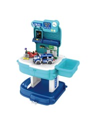 Little Story ROLE PLAY POLICE STATION WITH POLICE CAR AND BLOCK TOY SET SCHOOL BAG (219 Pcs) - Blue, 2-IN-1 Mode