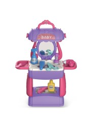 Little Story ROLE PLAY BEAUTICIAN/SALON/BEAUTY PARLOUR TOY SET SATCHEL (21Pcs) - Purple, 3-IN-1 Mode