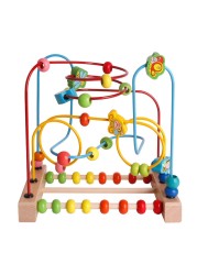 SHIERDU Wooden Toys with Animals Graphics Bead Maze Game Educational Abacus Beads Circle Toys Colorful Roller Coaster Game Gift for Toddlers Kids Children Girls Boys