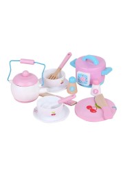مجموعة أواني الطهي الخشبية الجديدة من Play Kitchen للأطفال - مجموعة ألعاب طبخ واقعية للأطفال، تتضمن أواني الطهي والمقالي وأدوات الطهي،