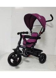 Lovely Baby LB 325HC Tricycle, Baby Push Trike, Kids First Bike, Pushchair, with Sun Canopy, Parent Handle & Footrest - Purple