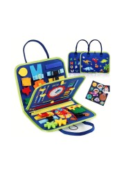 Sybil&#39;s Busy Books for Kids Montessori Preschool Activity Books for Toddlers and Kids 3-5 Years Children Educational Toys With Zipper Basic Skills Development Busy Board (Little Explorers Blue)