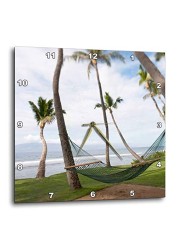 3Drose Dpp_89190_3 Hammock Under Hawaiian Palm Trees, Maui, Hawaii Us10 Jgs0039 Jim Goldstein Wall Clock, 15 By 15 Inch