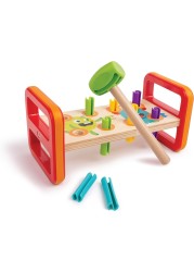 Hape Monster Match &#39;N&#39; Smash Hammer Bench 10pcs, Colour Matching Hammer Bench, Color &amp; Number Recognition, Educational Wooden Toy, Multicolour, Toys For 1 year &amp; Up
