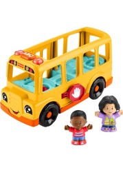 Fisher-Price Little People Toddler Toy School Bus Musical Push-Along Vehicle with 2 Figures for Pretend Play Ages 1+ Years