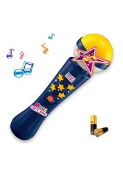 Kidwala Karaoke Blue Microphone Built In Music And Flashing Light Sing Along Mic With Battery Music Exploration Mic Third Gear Adjustment Mic Let&#39;s Sing Together Mic Toy For Girls