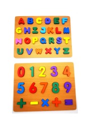 Learning & Educational Toys for Kids & Toddler - Number Alphabet Puzzle - Pre school Learning Board Games, Early Education Wooden Math Puzzles