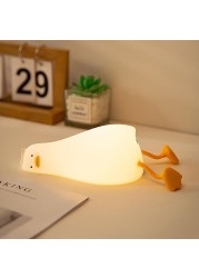 FAMIDUO Lying Flat Duck Night Light LED Squishy Duck Lamp with Extra Decor Gift 3 Levels Dimmable Ducky Lay Lamp Duck Light Laying Down Rechargeable Bedside Touch Soft Lamp for Sleep Cute Stuff