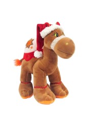 Caravaan - Soft Toy Camel Brown Size 18cm with Santa Hat