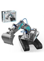 Little Story DIY Hydraulic Power Principle based 3 - IN - 1 Excavator / Bulldozer / JCB Toy (130 Pcs), STEM Series - Grey