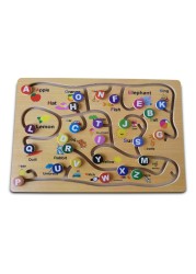 Montessori ABC Alphabet Game Toy For Kid Good For Early Developmental Activity Improves Fine Motor Skills and Color Recognition Maze Wooden Puzzle A Brain Development Game