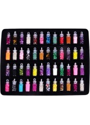 48 Bottles/Lot 3D Diy Nail Art Decoration Charms Kit, Contain Random Nail Art Pearl Sequin Nail Glitter Powder Acrylic Rhinestone