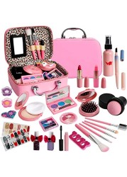 Kids Washable Makeup Girl Toys - Kids Makeup Kit for Girl, Real Make Up Set, Little Girls Makeup Kit for Toddler Kid Children Princess, Christmas Birthday Gift Toys for Girl 4 5 6 7 8 9 10 Year Old