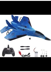 Remote Control Airplane RC Glider for Beginner Adult Kids, Easy to Fly EPP Foam RC Aircraft Fighter with LED Light (BLUE)