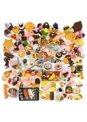 HUADELAIMA 200 Piece Dollhouse Miniature Food Pretend Fast Food Toy Set Burger Fries Milk Cake Egg Bread Pizza Coffee etc Doll Food Kitchen Accessories Toys Kids Party Accessories Restaurant