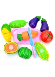 Generic-Kitchen Toy Fun Cutting Fruit &amp; Vegetables Set Pretend Play Food Cooking Playset with Cutting Board Toy Knife Educational Toys Games 8Pcs Vegetables Set