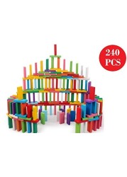 blossom pack of 2 (120 pcs each pack) colorful wooden domino set for kids colourful wooden dominos toy colourful wooden blocks?- Multi color