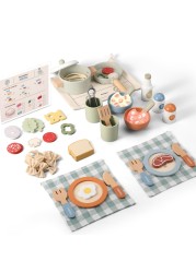 Pithfor Wooden Play Cooking Set, Pretend Play Kitchen Accessories Toys Set for Kids Toddlers, Including Play Dishes, Pot and Pan, Utensils, Gifts for 3 4 5 Years Old Girls Boys