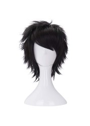 morvallyShort Messy Black Heat Resistant Synthetic Hair Wigs for Cosplay Halloween Anime
