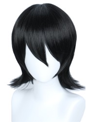 Linfairy Unisex Short Black Straight Cosplay Wig Halloween Costume Wig for Women